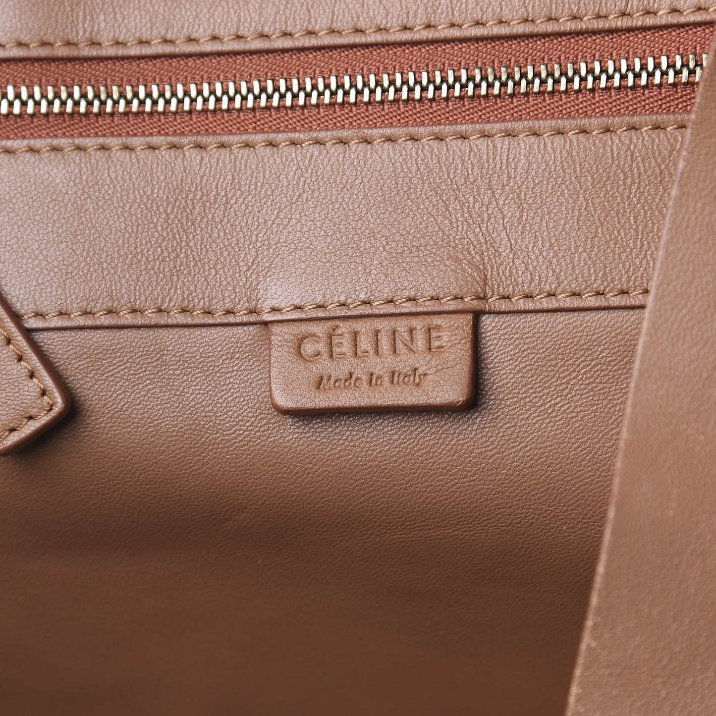 Lambskin Vertical Cabas Beige Brown