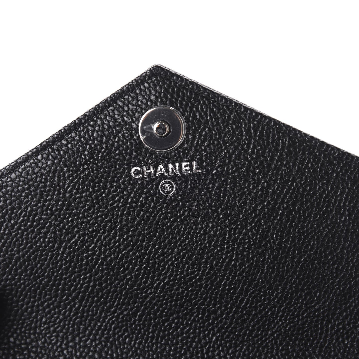 Caviar Chevron Quilted Square Wallet On Chain WOC Black