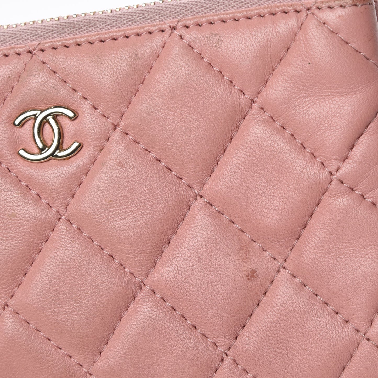 Lambskin Quilted Small Cosmetic Case Pink