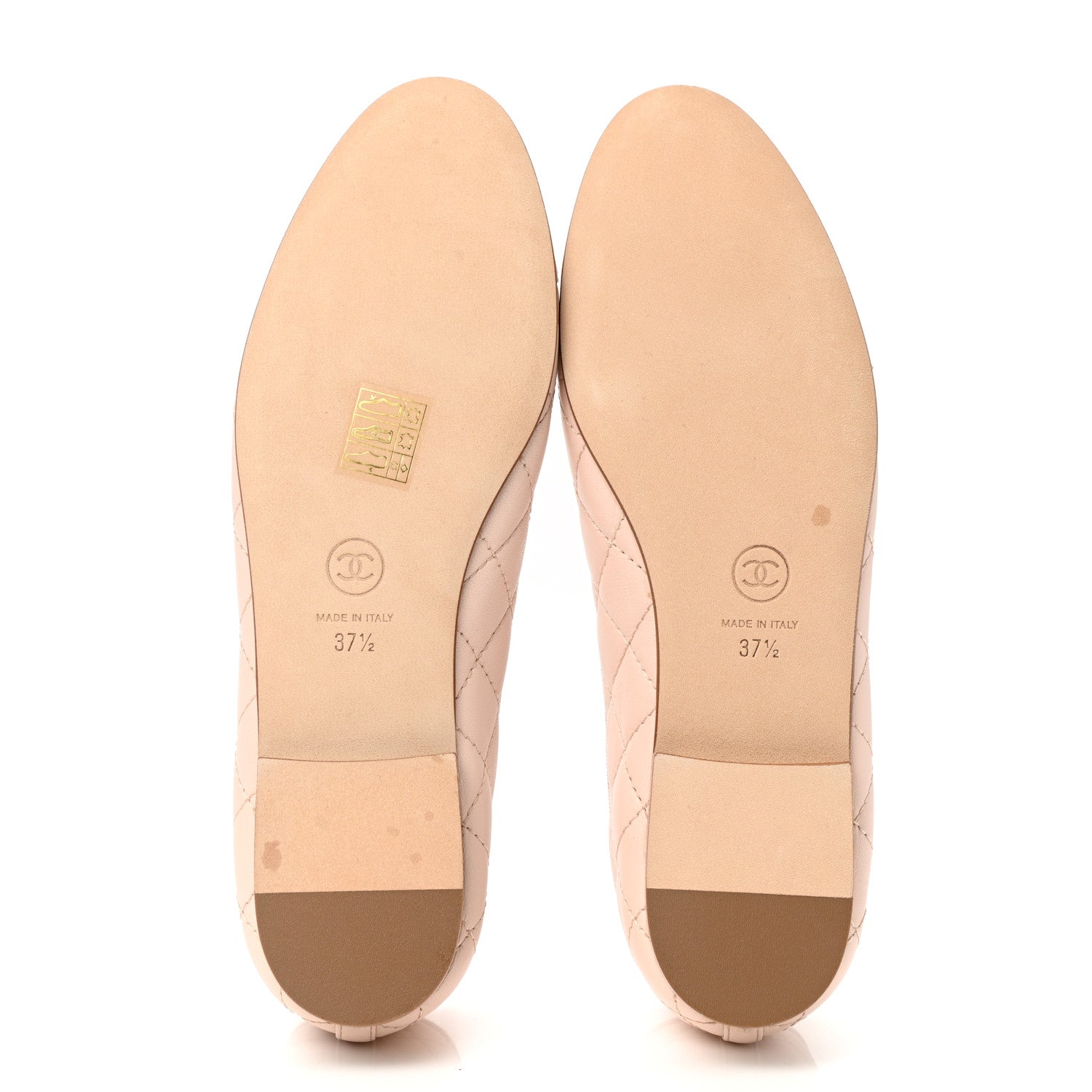 Chanel Lambskin Quilted Cap Toe Ballerina Flats 37.5 Beige 5 of 11