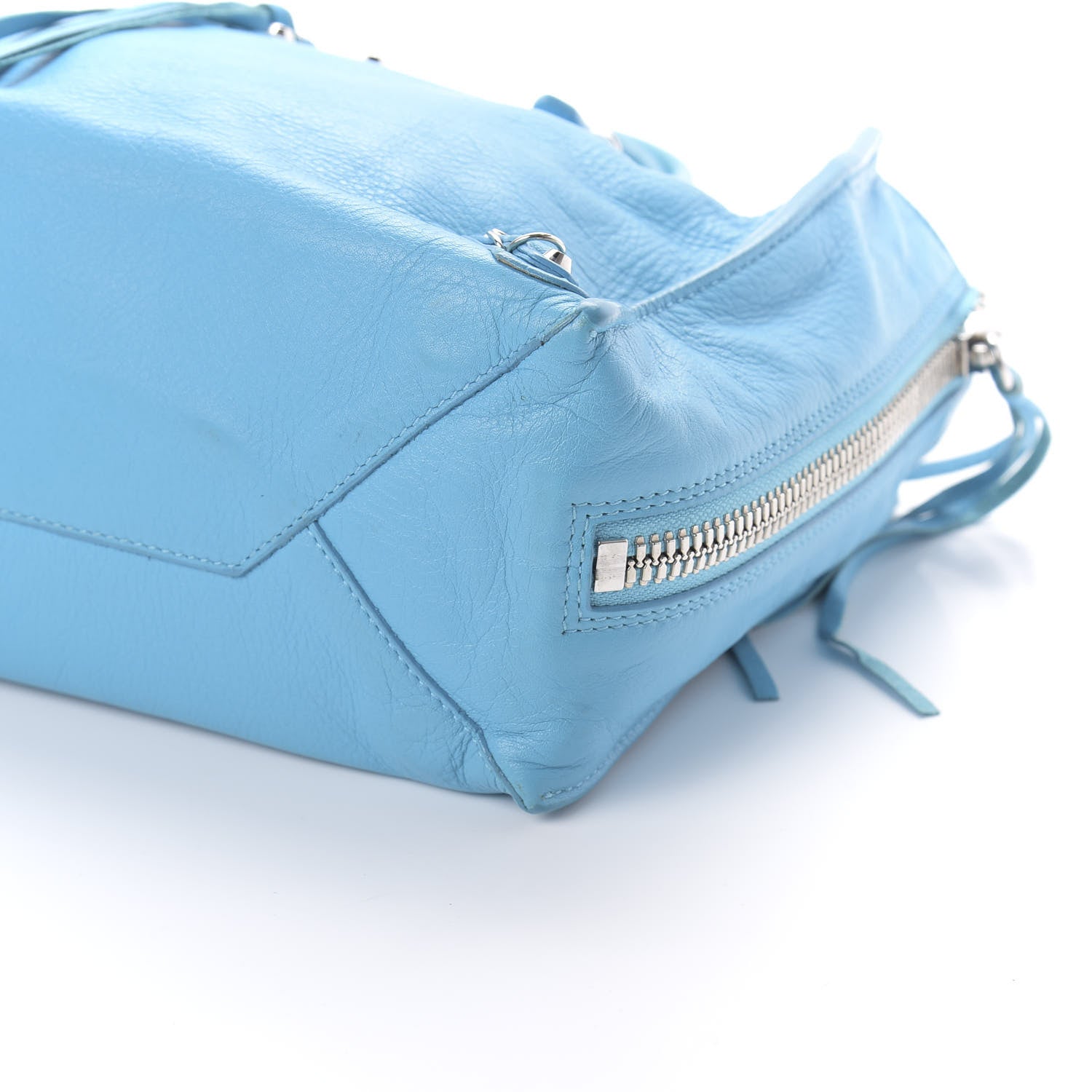 Balenciaga Supple Calfskin Papier A6 Zip Around Tote Bleu Caraibes 7 of 11