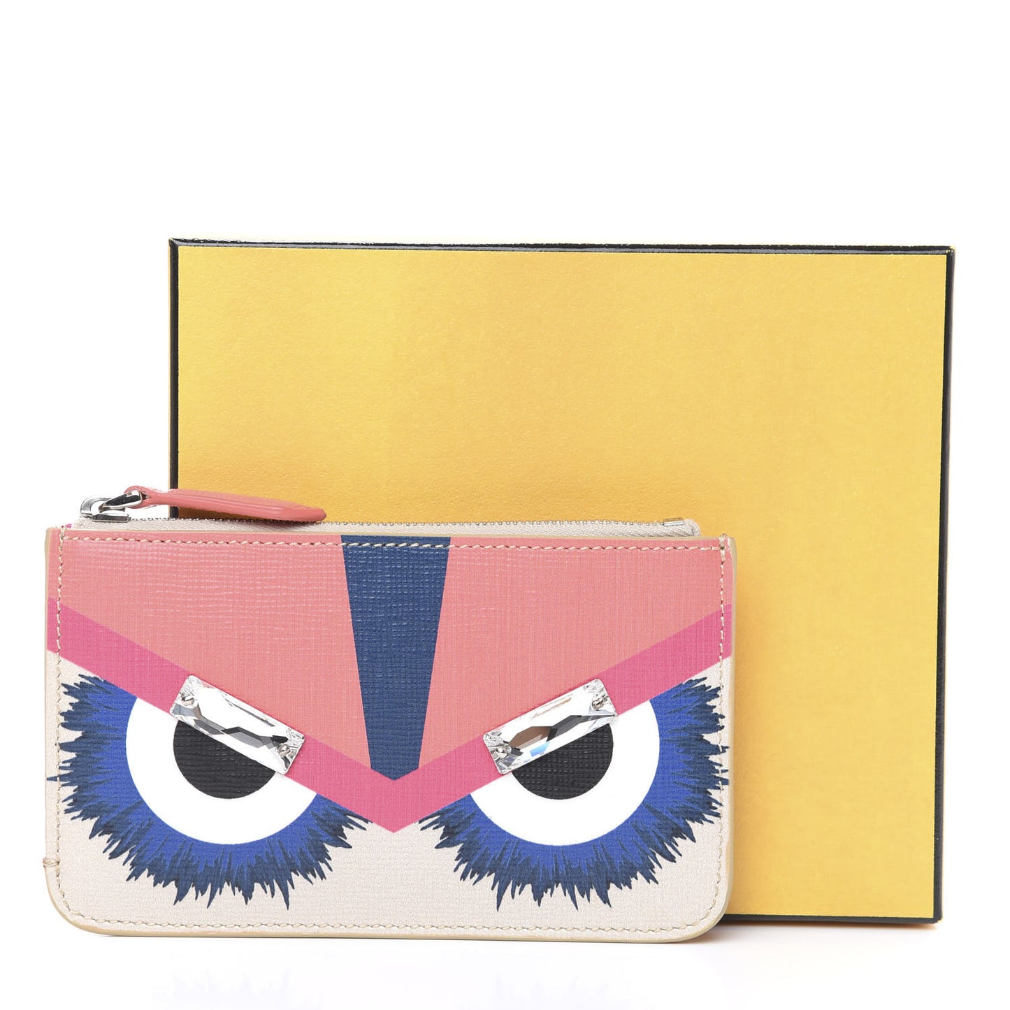 Saffiano Crystal Eye Monster Coin Pouch Key Case Bellini Multicolor