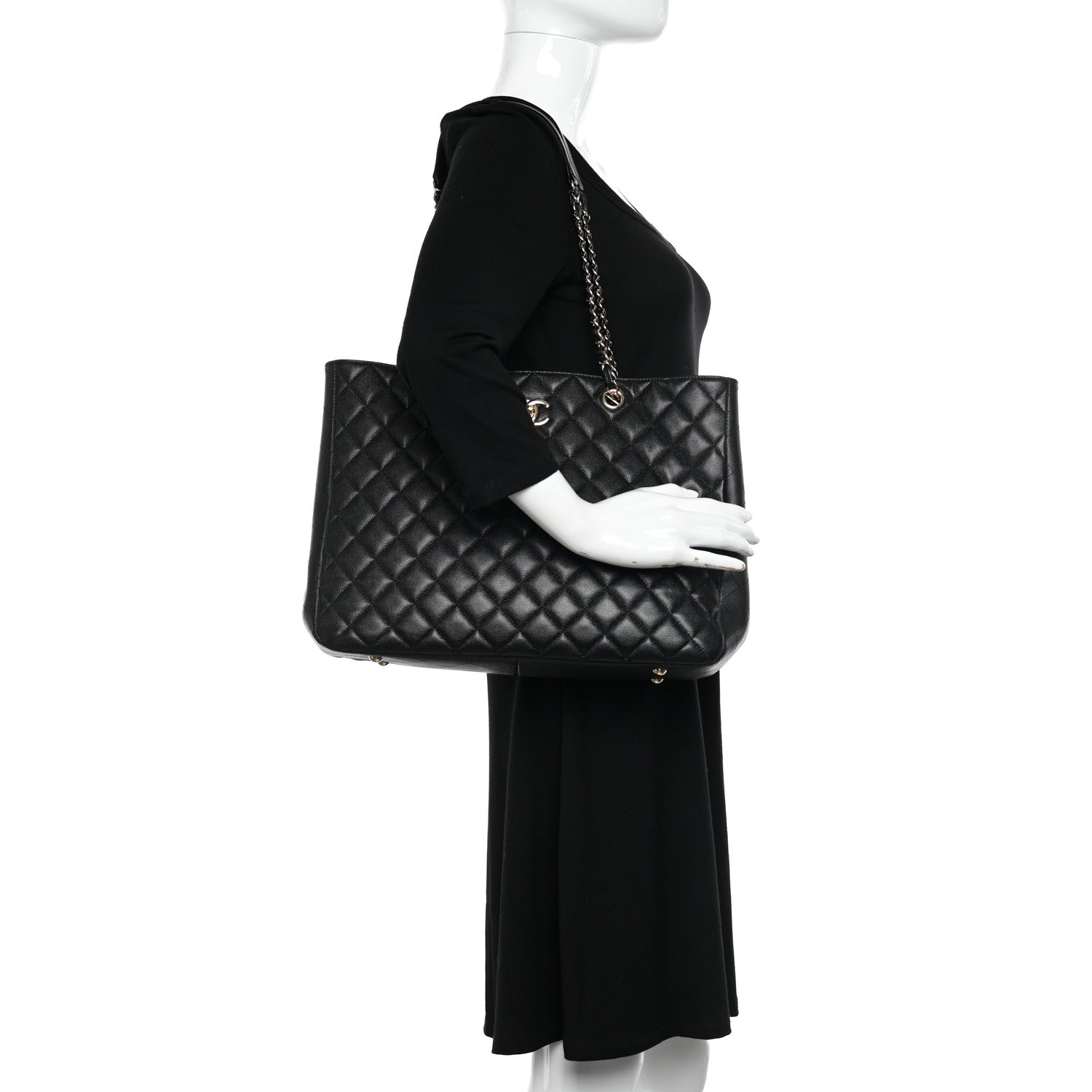 Chanel Caviar Quilted Large Shopping Tote Black 3 of 13