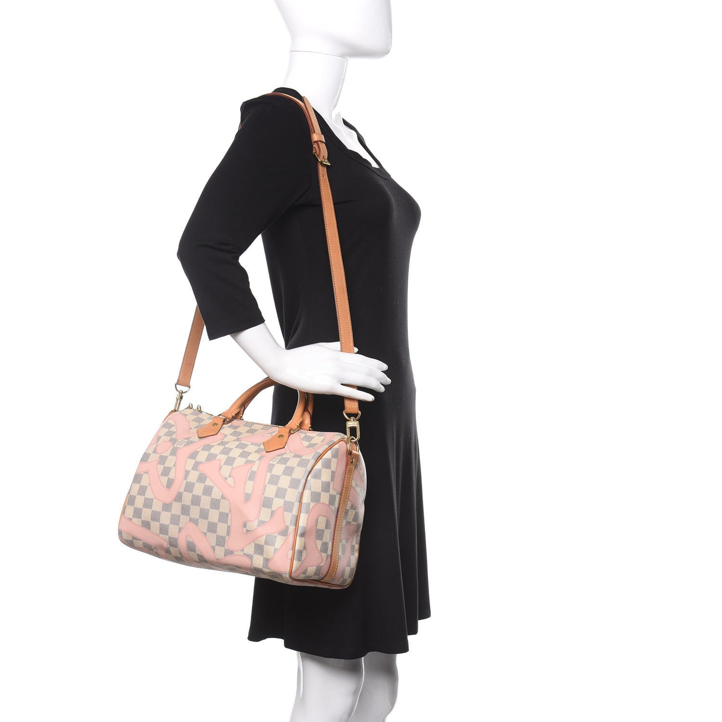 Damier Azur Tahitienne Speedy Bandouliere 30 Rose Ballerine