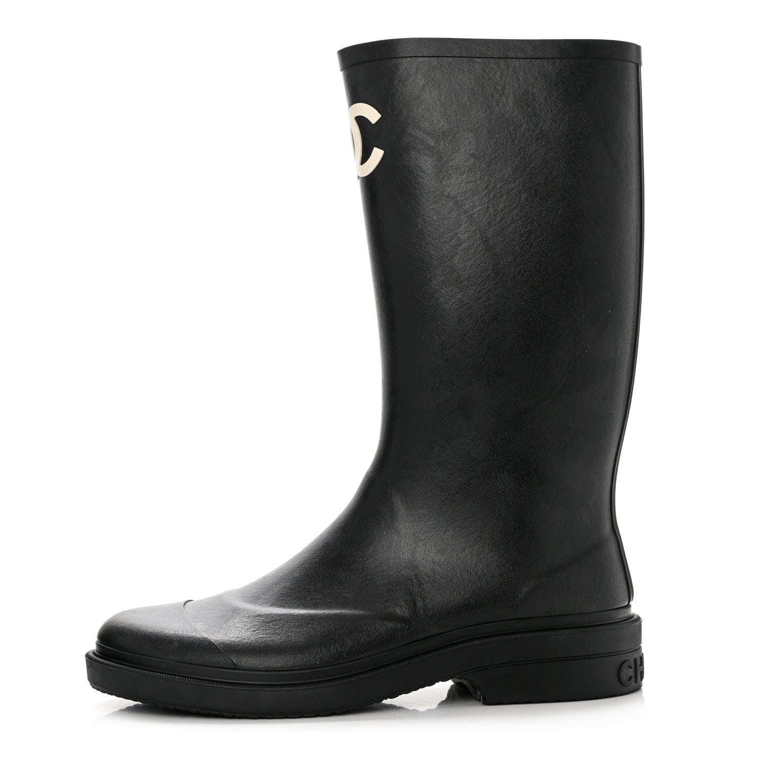 Chanel Caoutchouk CC High Boots 40 Black 1 of 8