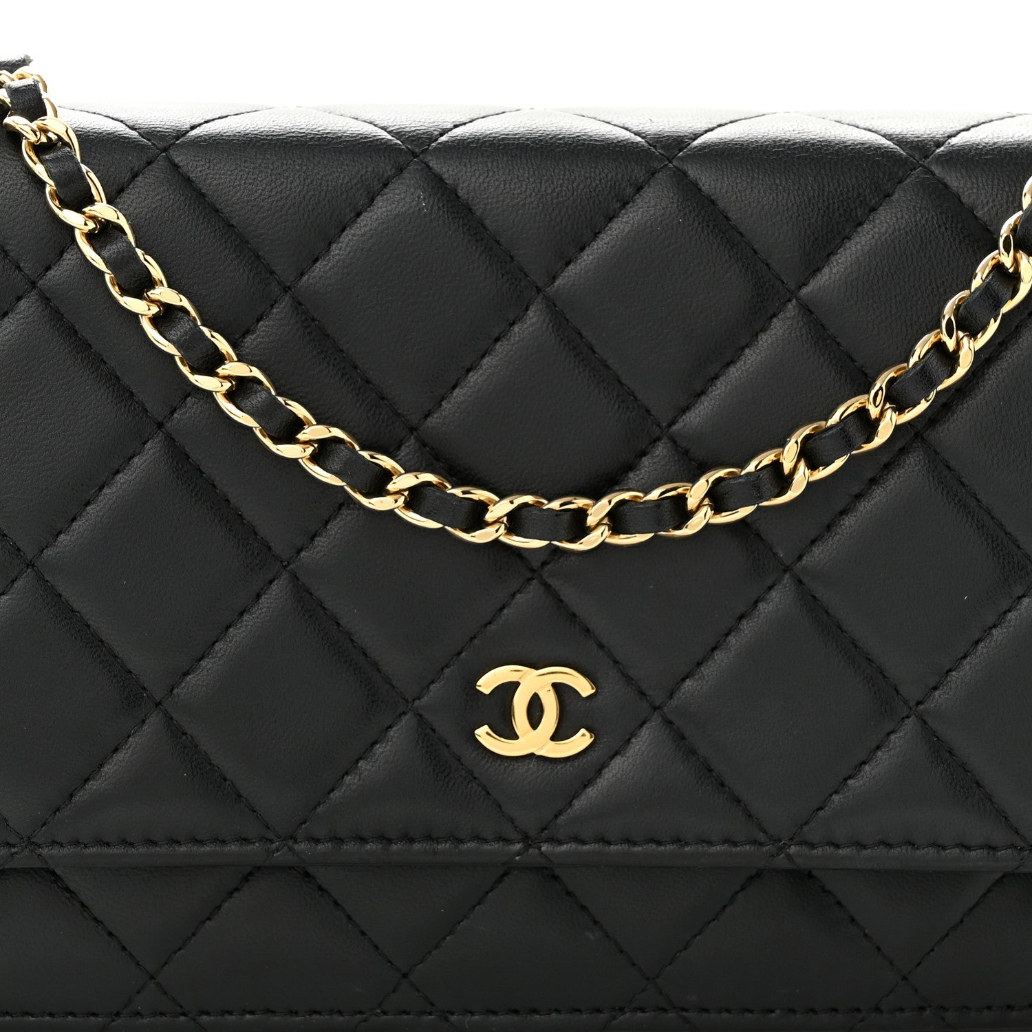 Chanel Lambskin Quilted Wallet On Chain WOC Black 9 of 11