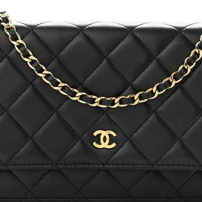 Chanel Lambskin Quilted Wallet On Chain WOC Black 9 of 11