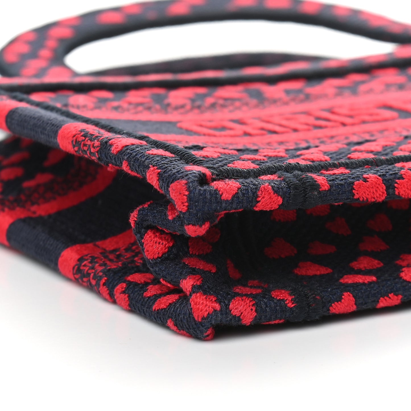 Canvas Embroidered Pop Heart I Love Paris Mini Book Tote Red Multicolor