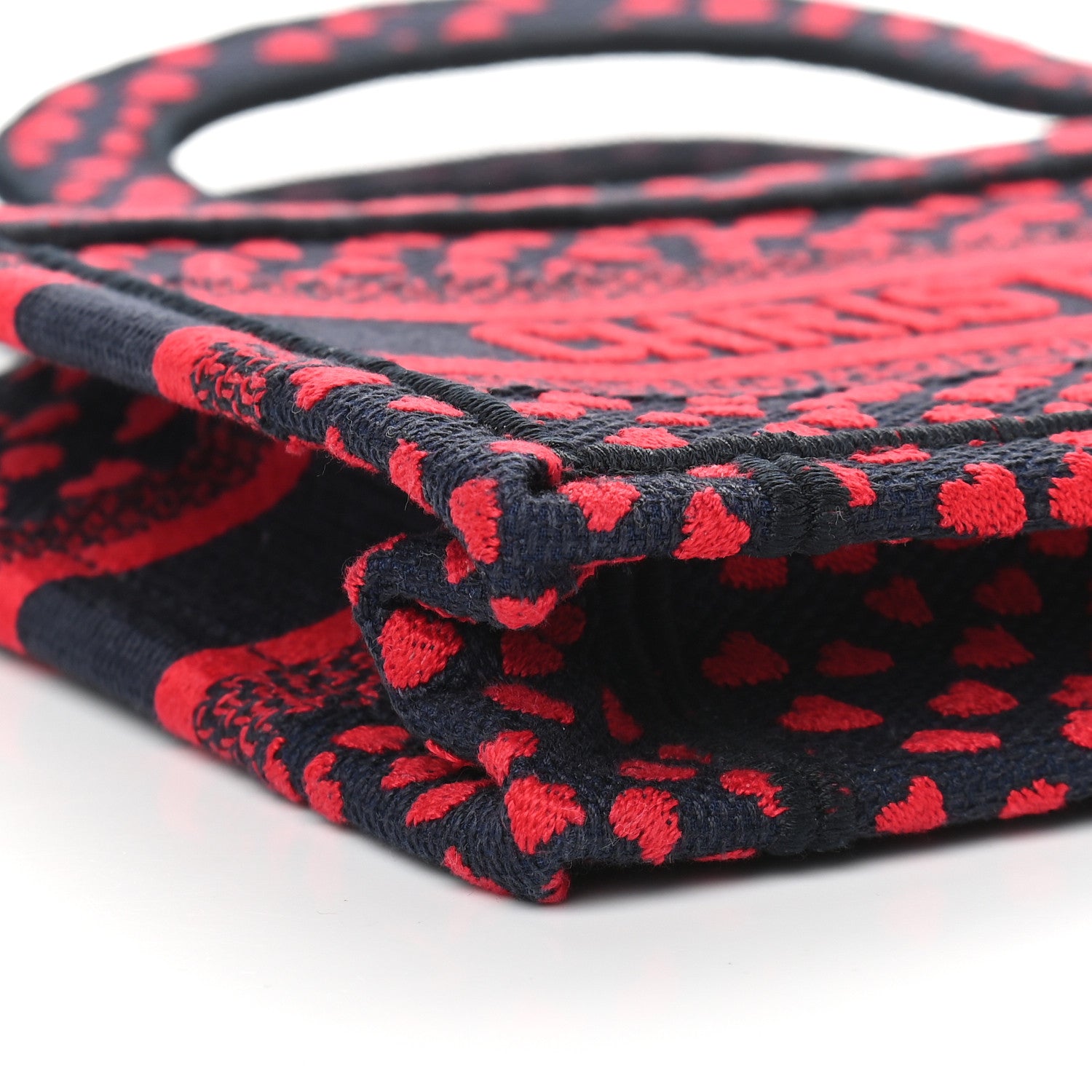 Christian Dior Canvas Embroidered Pop Heart I Love Paris Mini Book Tote Red Multicolor 8 of 9
