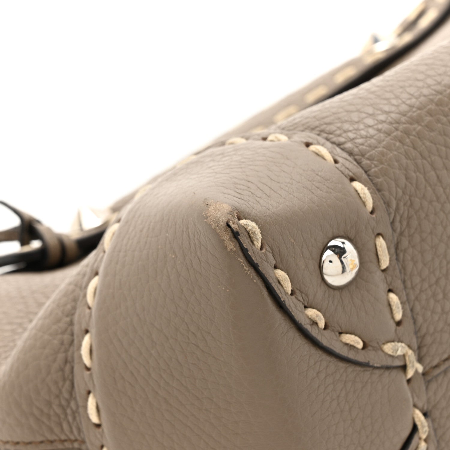 Fendi Vitello Stampa Granata Macro Stitchings Medium By The Way Boston Bag Tartufo 11 of 15