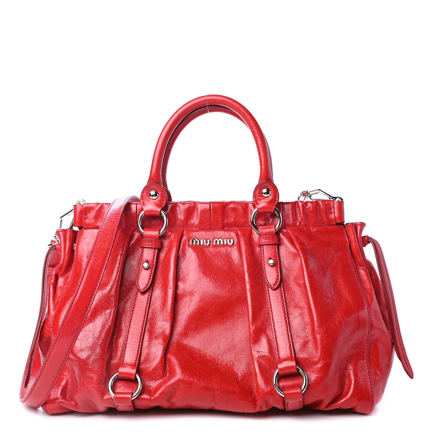 Vitello Lux Gathered Tote Rosso