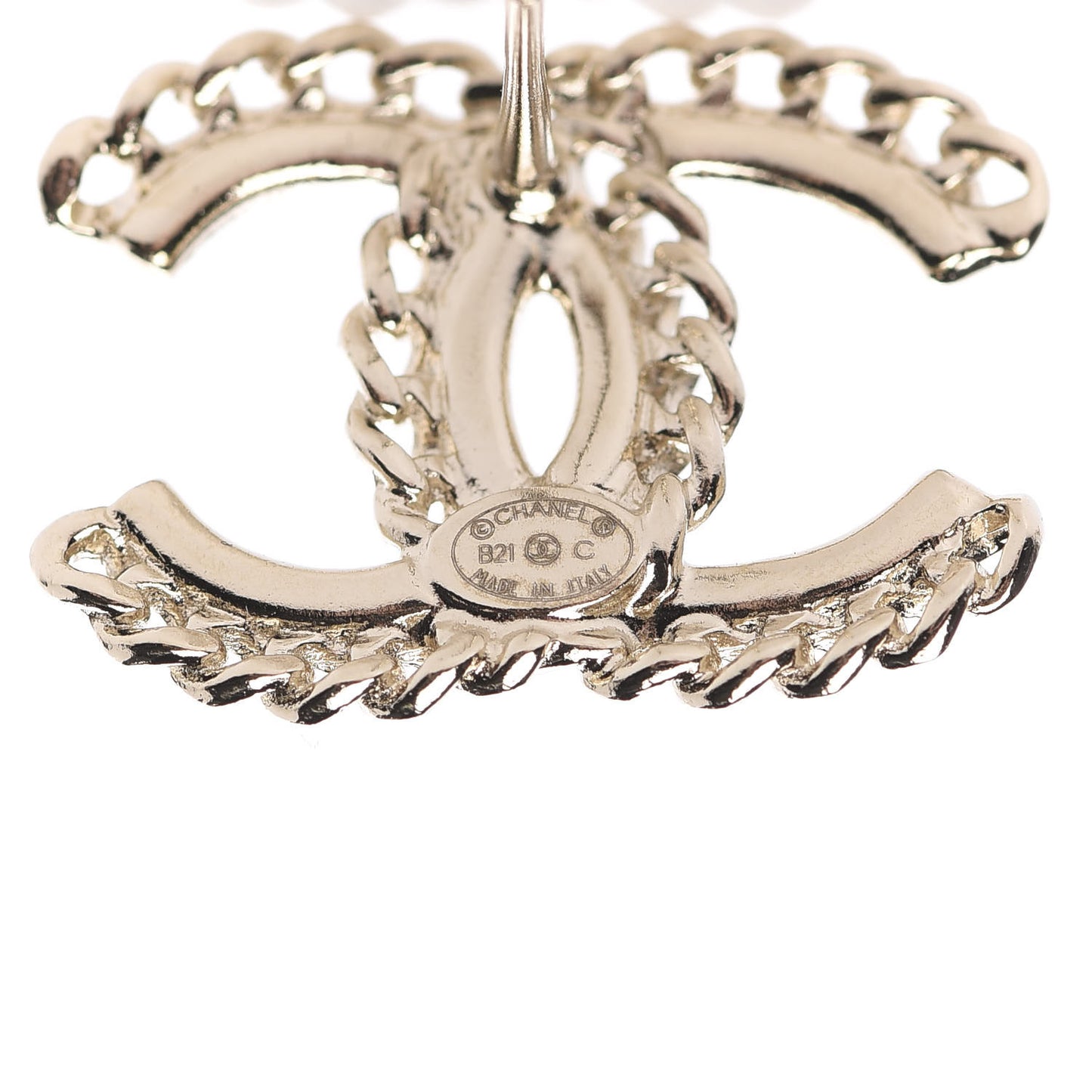 Crystal Chain CC Earrings Gold