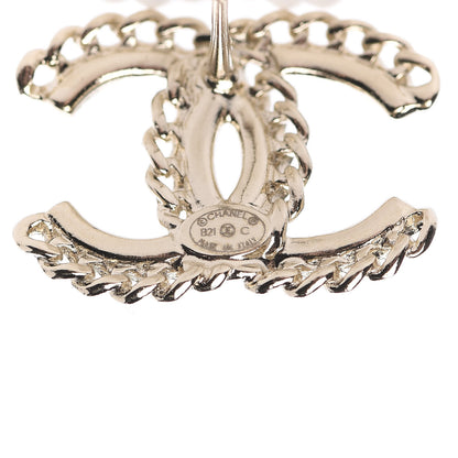 Chanel Crystal Chain CC Earrings Gold 4 of 5
