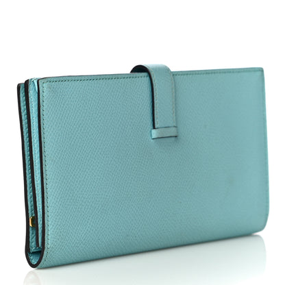 Hermes Epsom Bearn Gusset Wallet Bleu Atoll 3 of 12