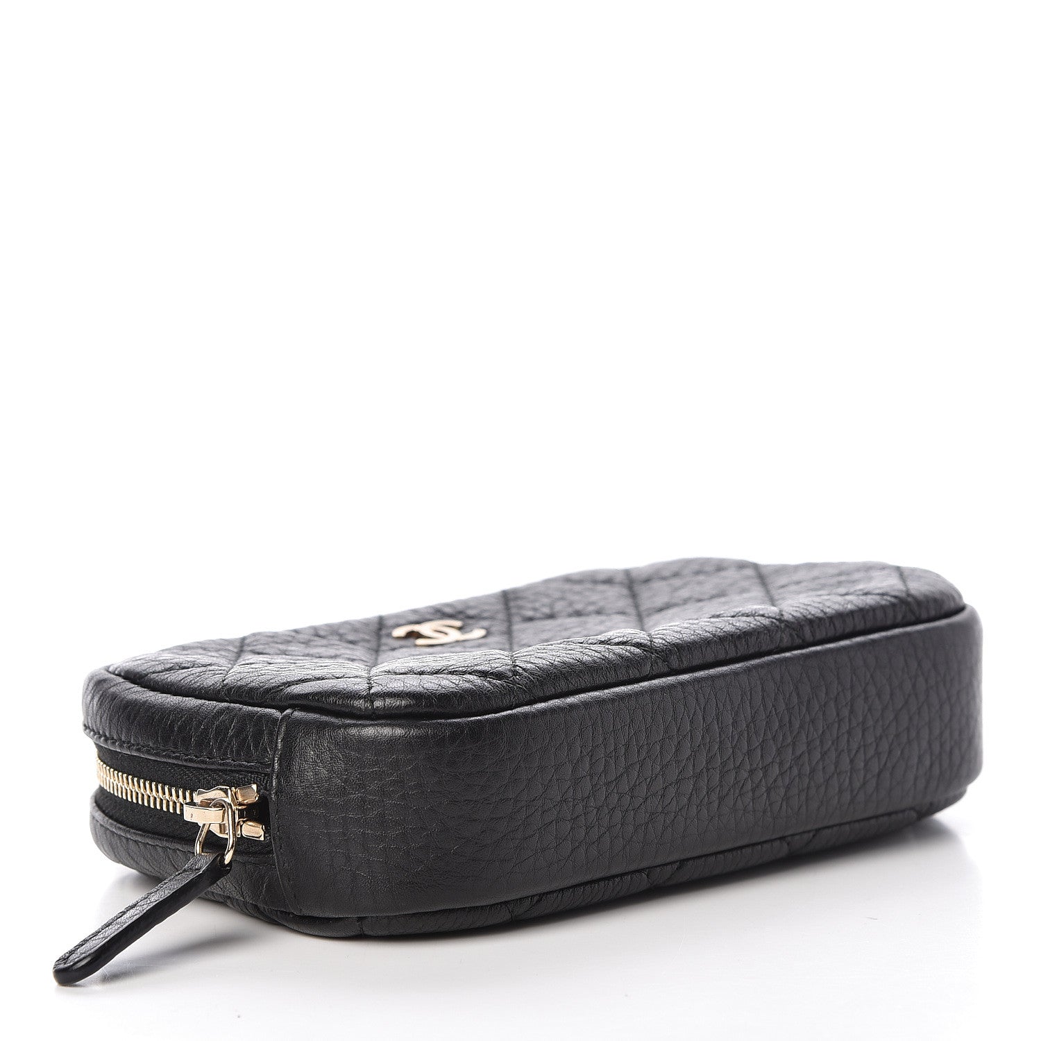 Chanel Calfskin Quilted Small Curvy Pouch Cosmetic Case Black 4 of 8