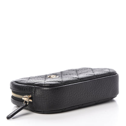 Chanel Calfskin Quilted Small Curvy Pouch Cosmetic Case Black 4 of 8
