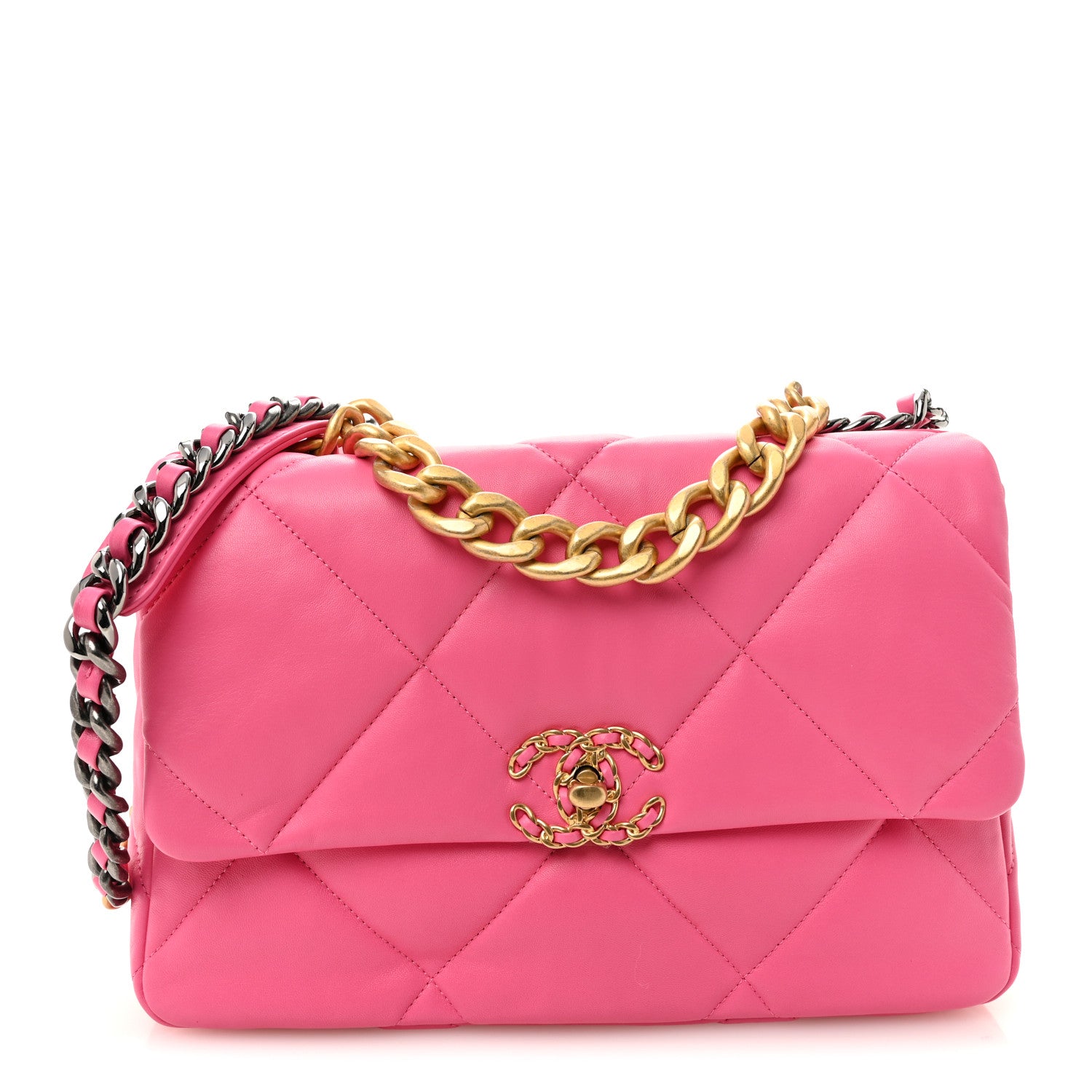 Chanel Goatskin Quilted Large Chanel 19 Flap Neon Pink 1885807