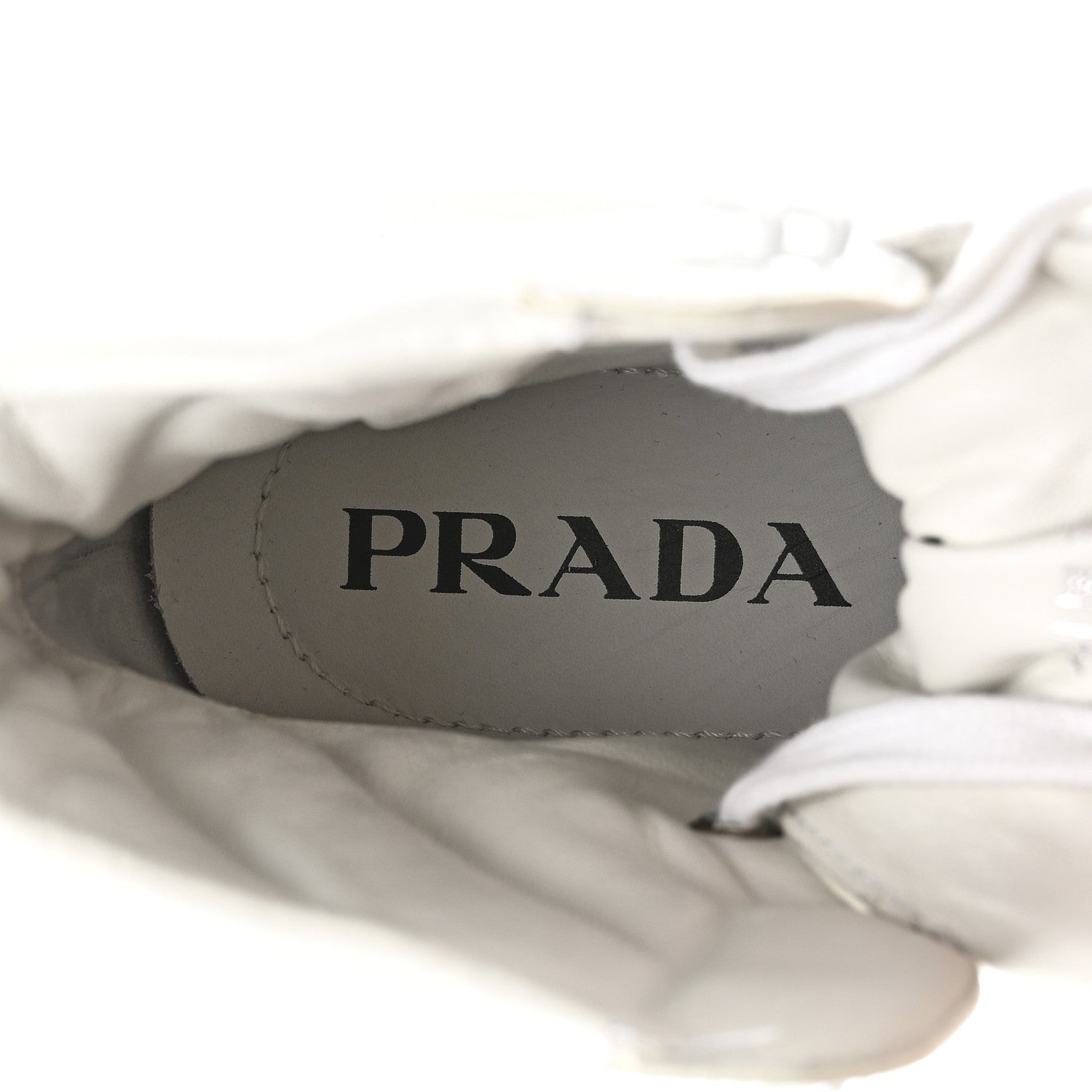 Prada Re-Nylon Gabardine Spazzolato Macro Quilted Triangle Logo High Top 45mm Sneakers 38.5 White 9 of 10