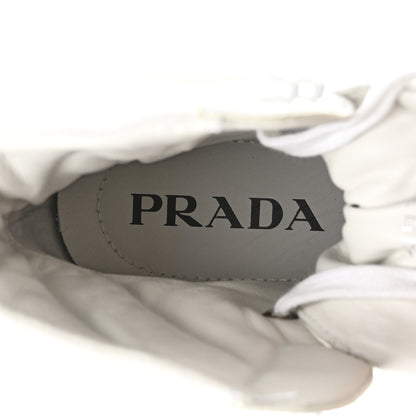 Prada Re-Nylon Gabardine Spazzolato Macro Quilted Triangle Logo High Top 45mm Sneakers 38.5 White 9 of 10