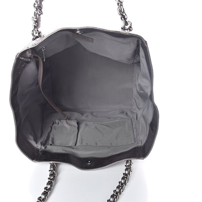 Chanel Metallic Cracked Calfskin Modern Chain Tote Dark Silver 5 of 10