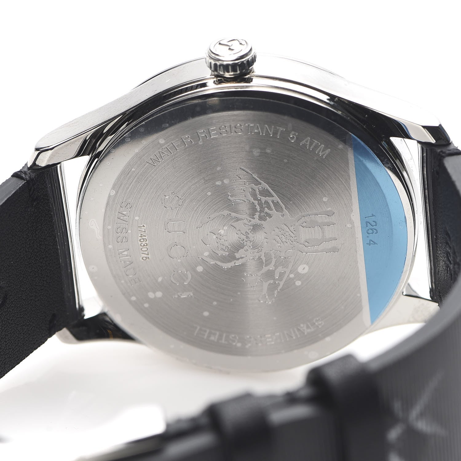 Gucci Stainless Steel Calfskin 38mm G-Timeless Bee Star Hologram Quartz Watch Black 5 of 6