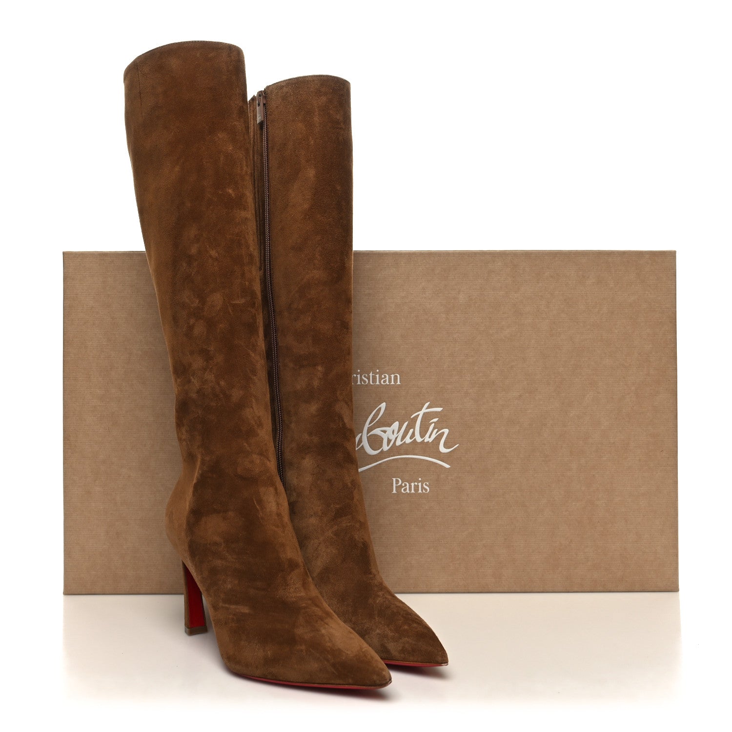 Christian Louboutin Suede Calfskin Condora Botta 85 Knee Boots 36 Brown 7 of 7