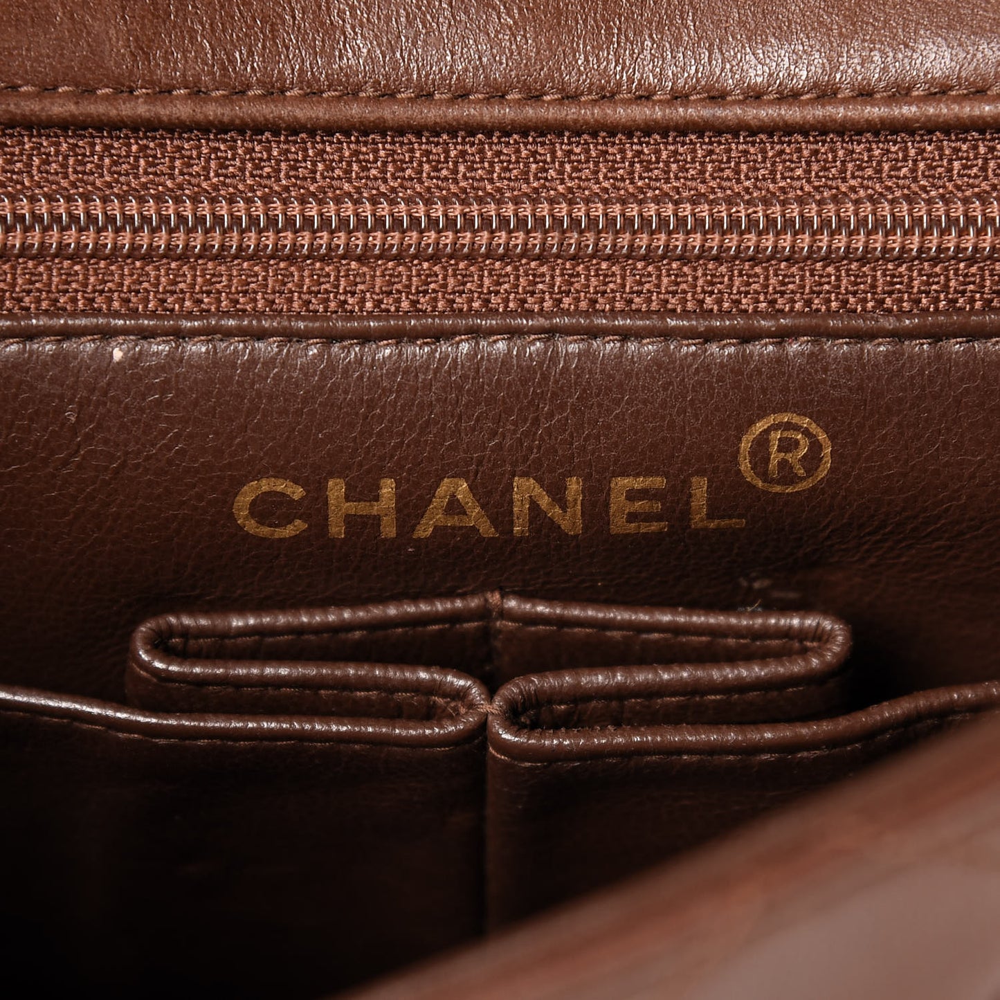Lambskin Quilted Mini Square Flap Brown