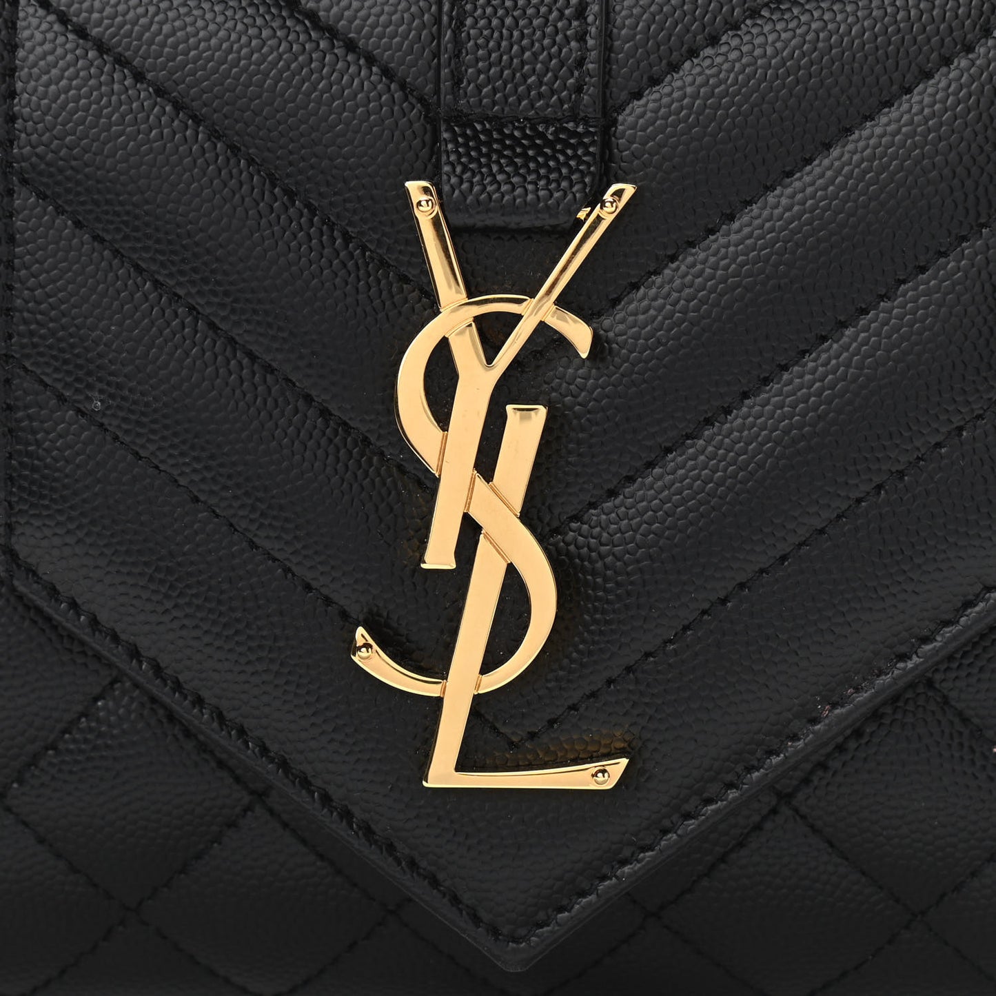 Grain De Poudre Textured Mixed Matelasse Triquilt Small Monogram Satchel Black