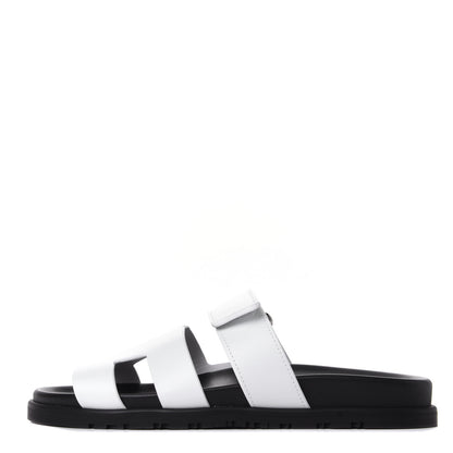 Hermes Calfskin Womens Chypre Sandals 38.5 White 1 of 11