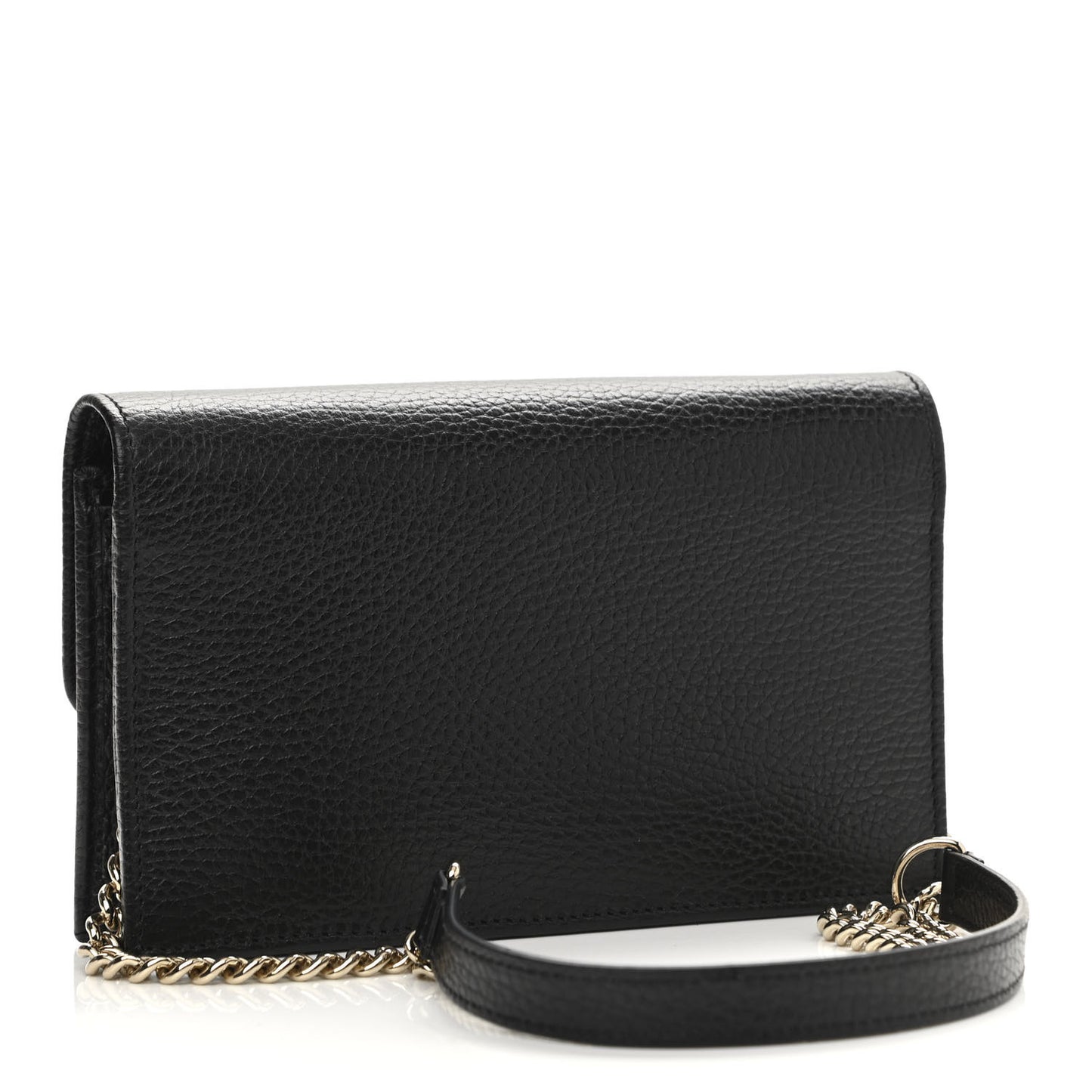Dollar Calfskin Interlocking G Chain Wallet Black