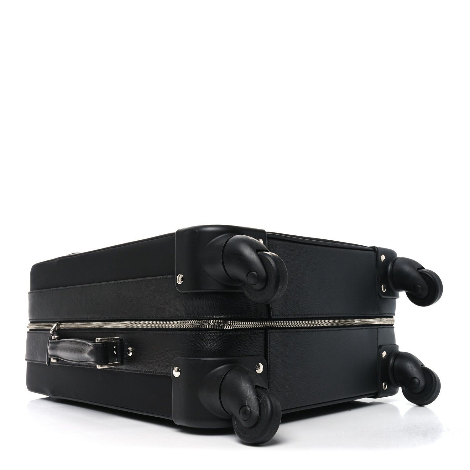 Prada Tessuto Nylon Saffiano Trolley Luggage Black 3 of 9