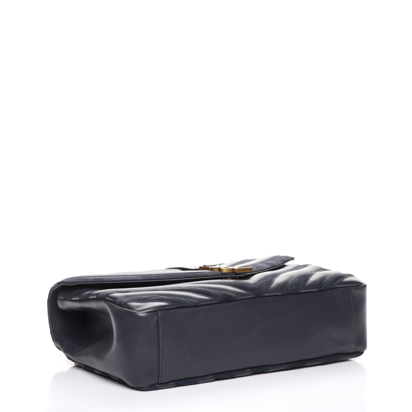 Calfskin Suede Matelasse Chevron Monogram Large College Bag Graphite