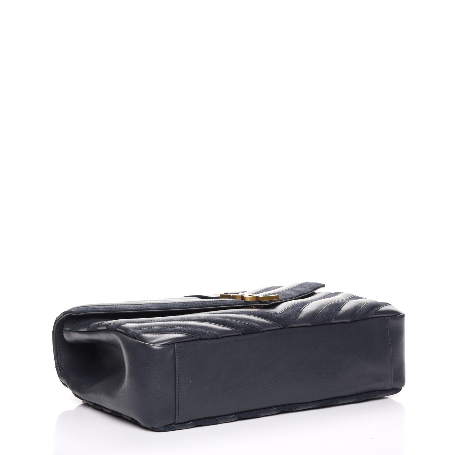 Saint Laurent Calfskin Suede Matelasse Chevron Monogram Large College Bag Graphite 4 of 7