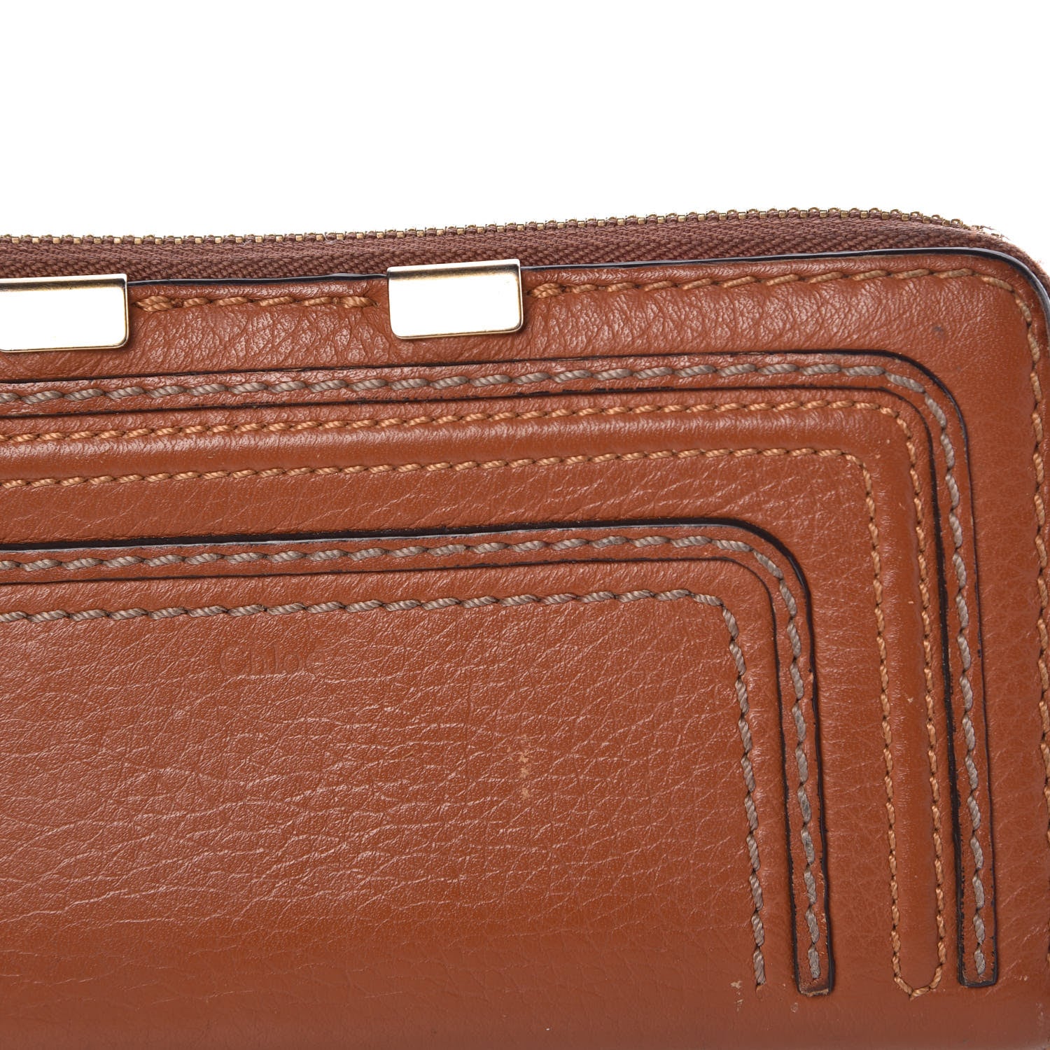 Chloe Grained Calfskin Marcie Long Zip Around Wallet Tan 11 of 18