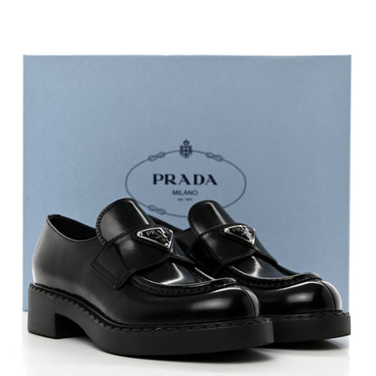 Prada Spazzolato Metal Triangle Logo 50mm Loafers 36 Black 9 of 9