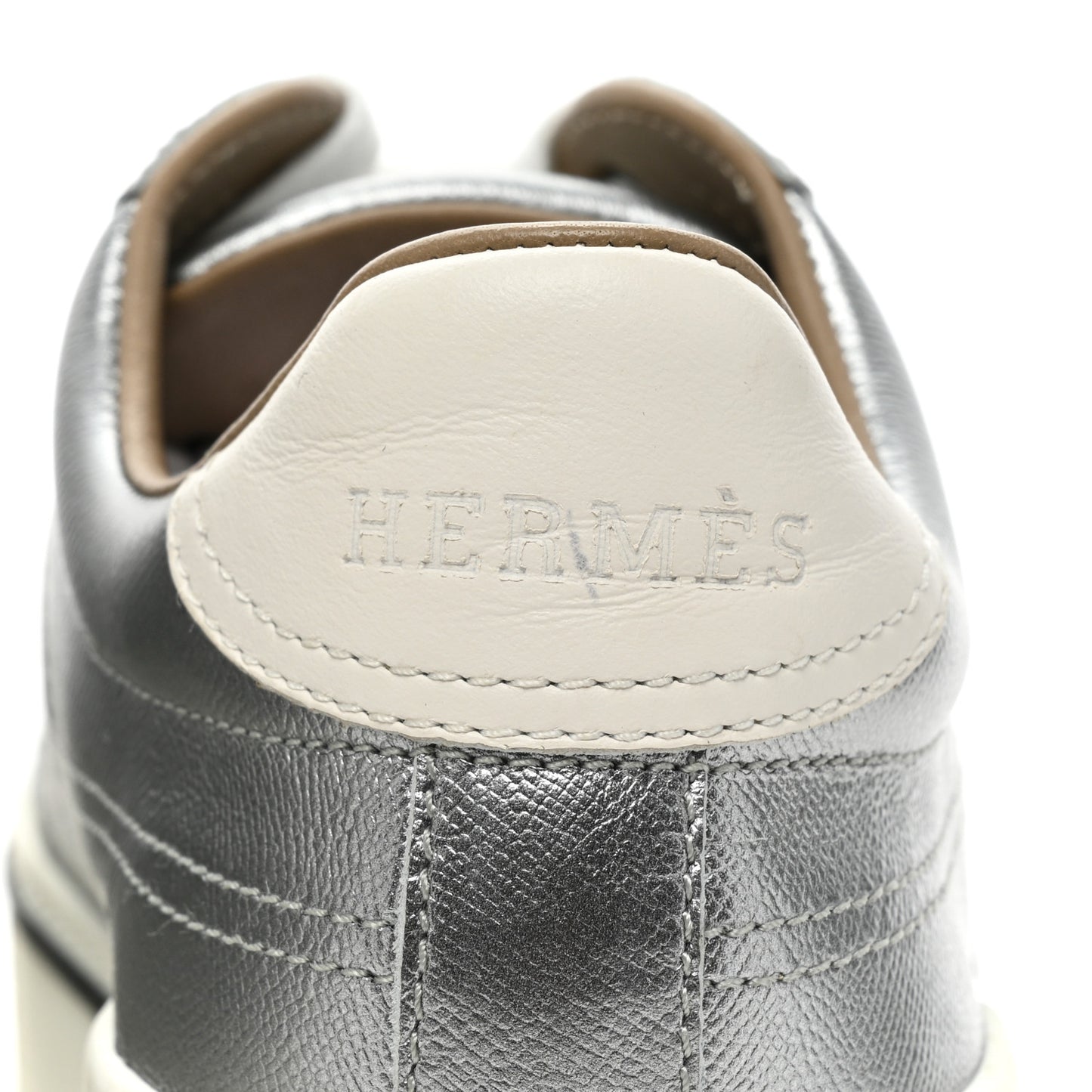 Metallic Epsom Womens Voltage Sneakers 37.5 Gris Argente Vieilli White