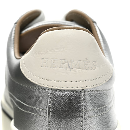 Hermes Metallic Epsom Womens Voltage Sneakers 37.5 Gris Argente Vieilli White 5 of 12