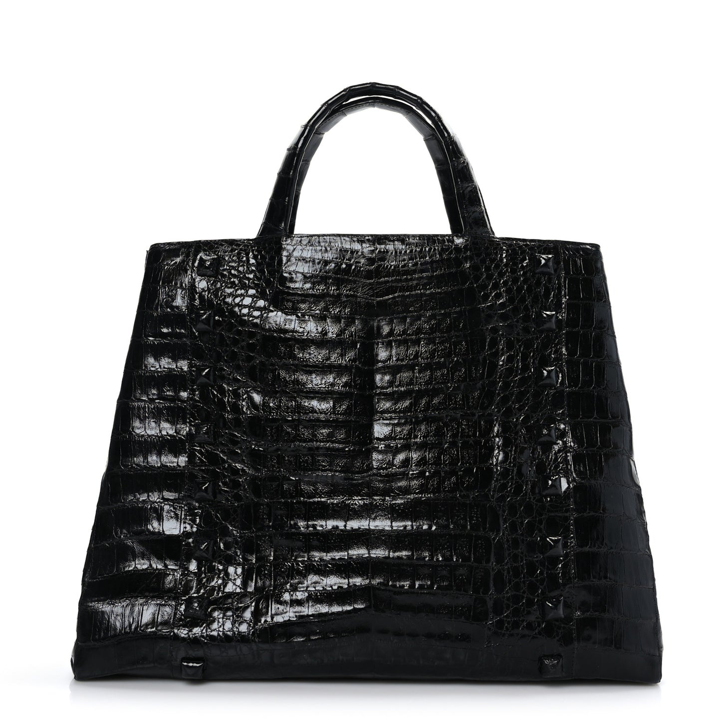 Crocodile Studded Tote Black