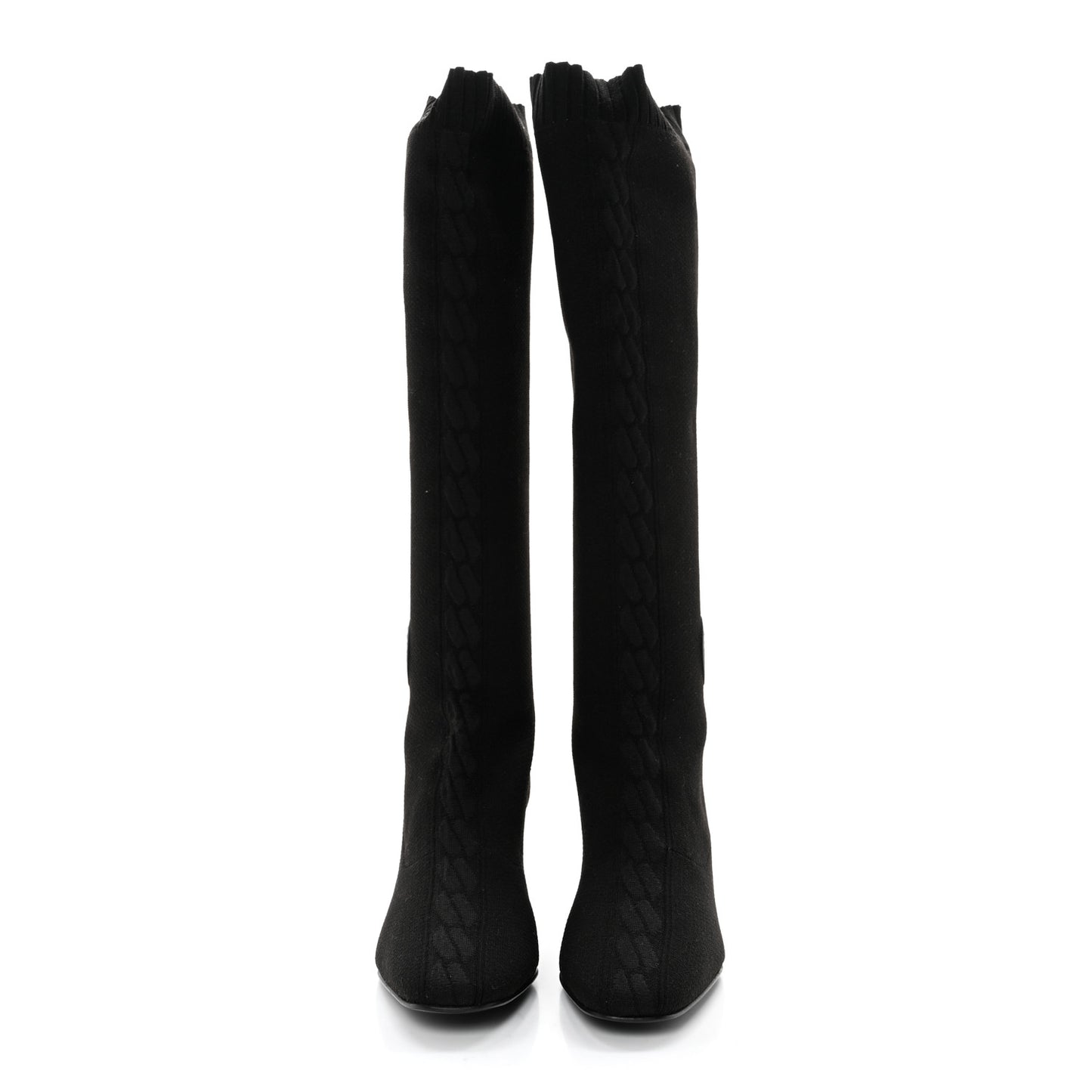 Knit Calfskin Fontaine 60 Boots 39.5 Black