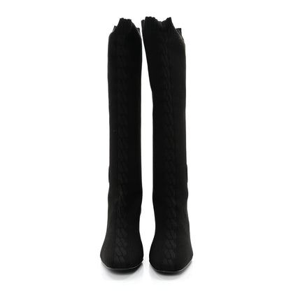 Hermes Knit Calfskin Fontaine 60 Boots 39.5 Black 2 of 9
