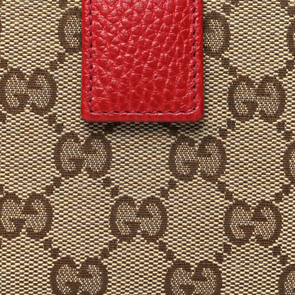 Gucci Monogram Dollar Calfskin Zip Around French Flap Wallet Beige Ebony Rosso 9 of 11