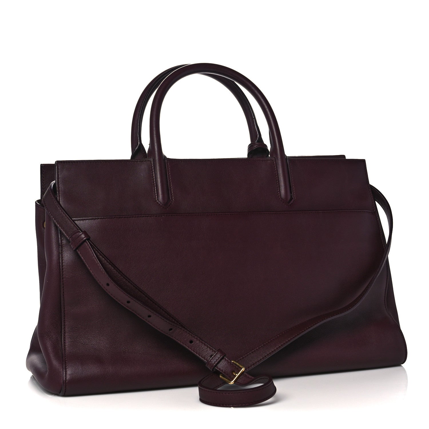Saint Laurent Calfskin Medium Rive Gauche Cabas Bordeaux 3 of 14