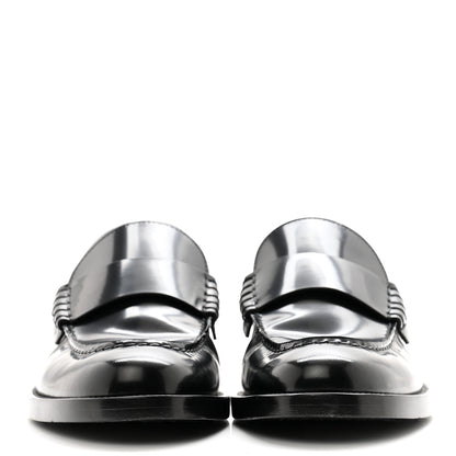 Chanel Shiny Calfskin Logo Loafers 37.5 Black 2 of 10