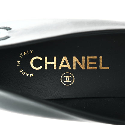 Chanel Calfskin Pearl Camellia Pumps 38.5 Black Gold 6 of 9