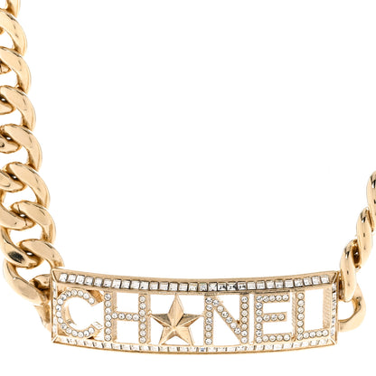 Chanel Crystal Chain Link Choker Necklace Gold 5 of 6