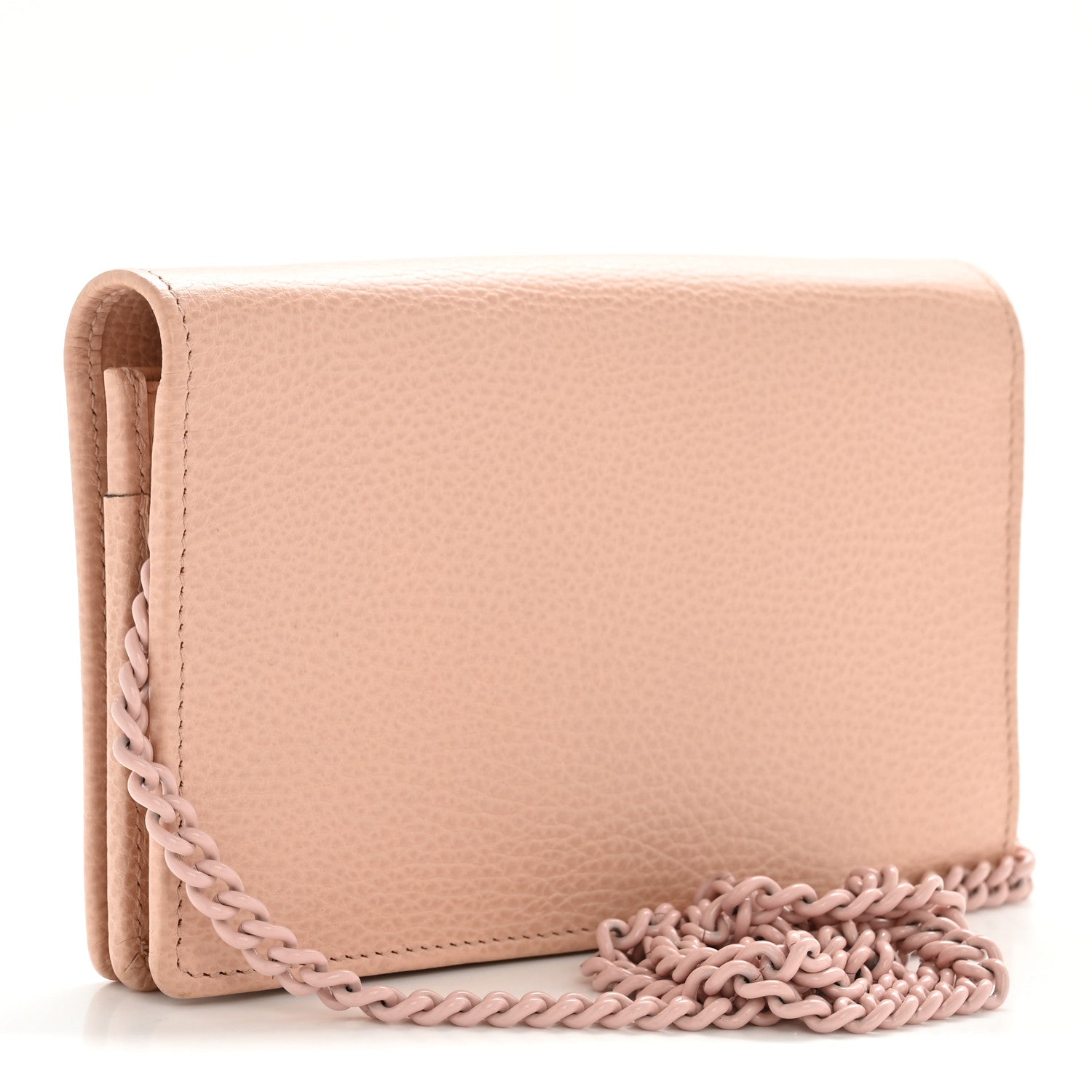 Gucci Dollar Calfskin Enamel Monochrome Mini GG Marmont Chain Wallet Perfect Pink 3 of 13