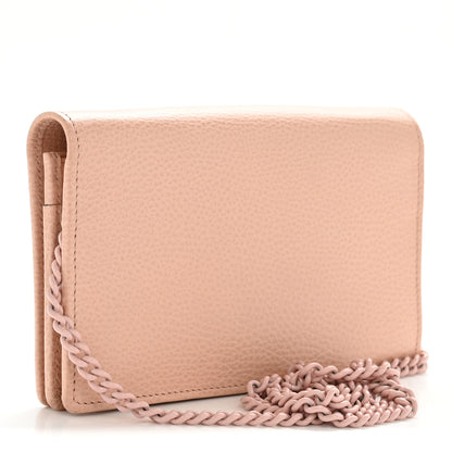 Gucci Dollar Calfskin Enamel Monochrome Mini GG Marmont Chain Wallet Perfect Pink 3 of 13