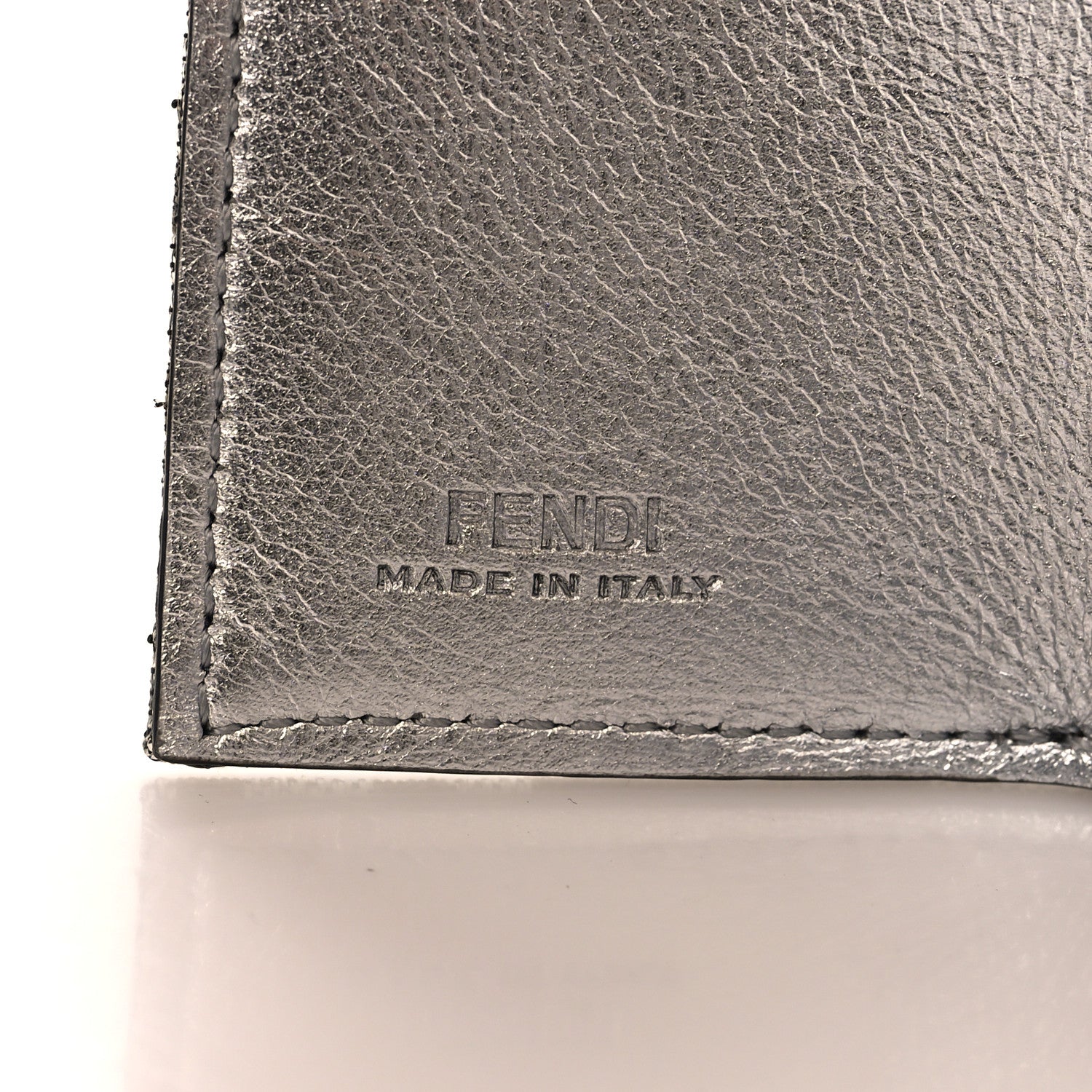 Fendi Fabric Jacquard FF 1974 Micro Trifold Baguette Wallet Ebano Argento 7 of 8