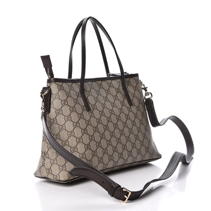 Gucci GG Supreme Monogram Small Zippered Tote Dark Brown 3 of 15