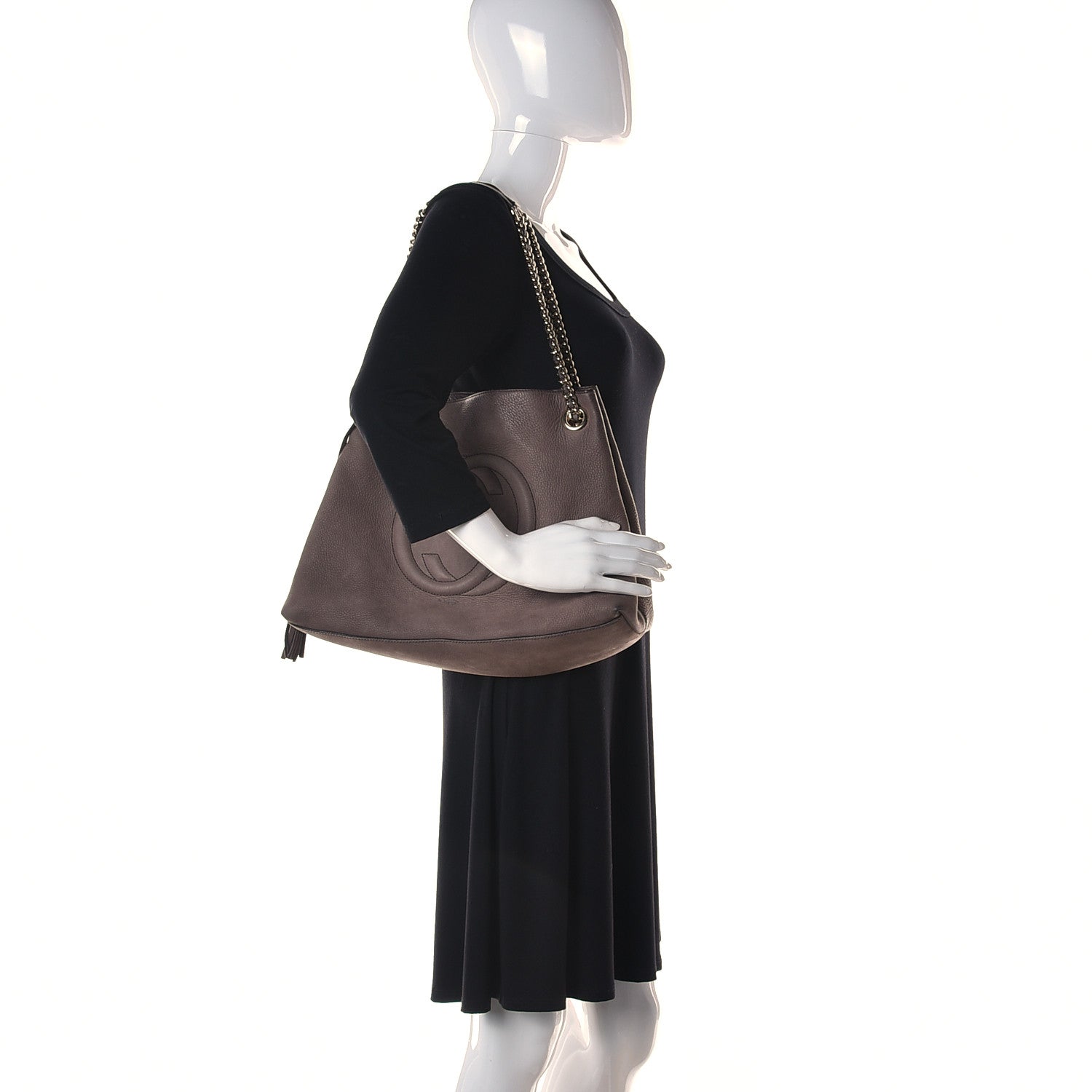 Gucci Metallic Pebbled Calfskin Medium Soho Chain Shoulder Bag Golden Beige 2 of 21